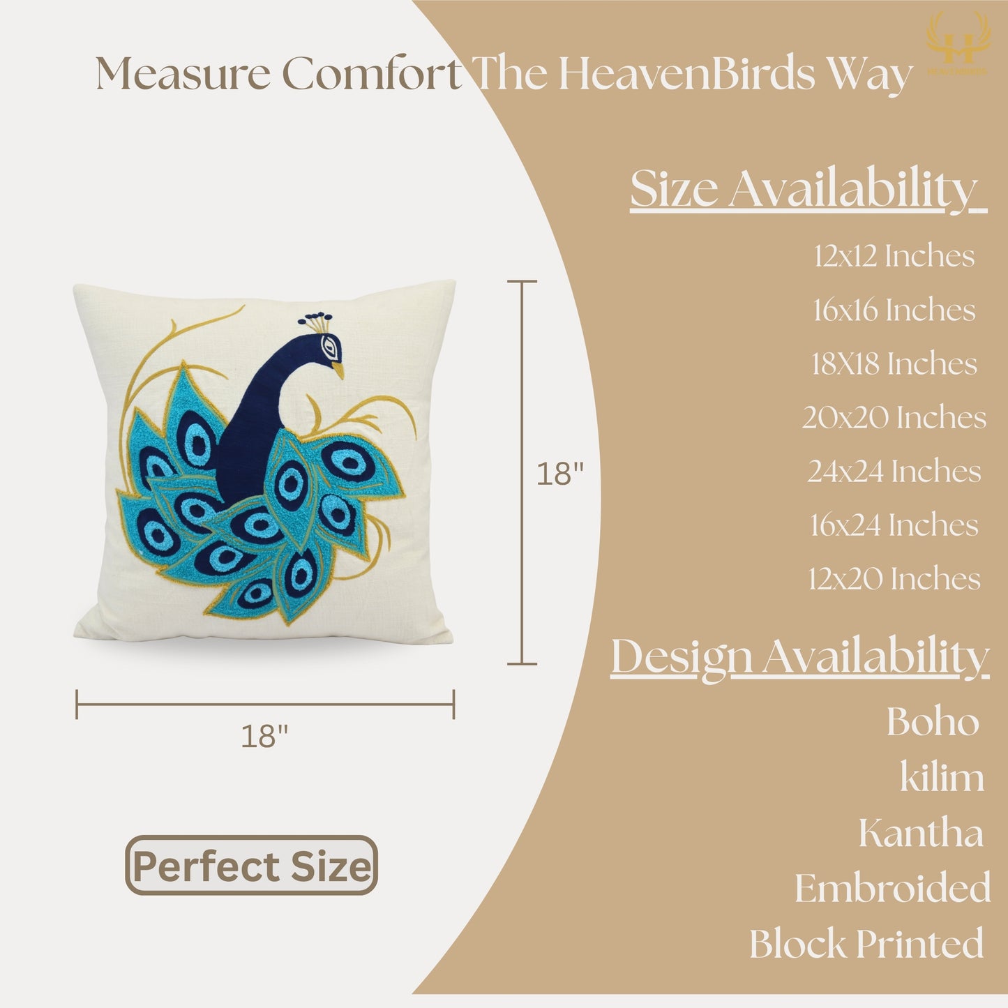 Premium Cushion Cover  | Handmade with Intricate Embroidered Cushion Cover with Hidden Zipper