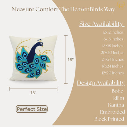 Premium Cushion Cover  | Handmade with Intricate Embroidered Cushion Cover with Hidden Zipper