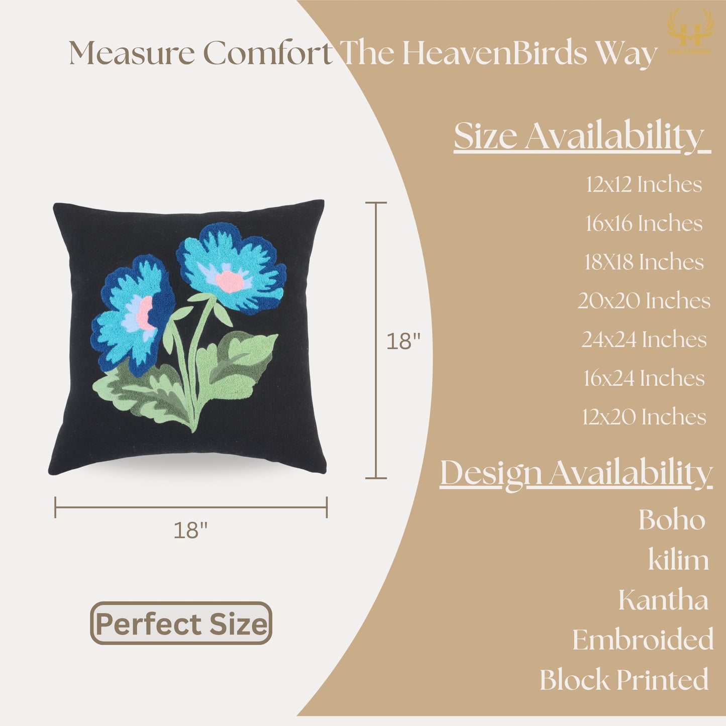 Premium Cushion Cover  | Handmade with Intricate Embroidered Cushion Cover with Hidden Zipper
