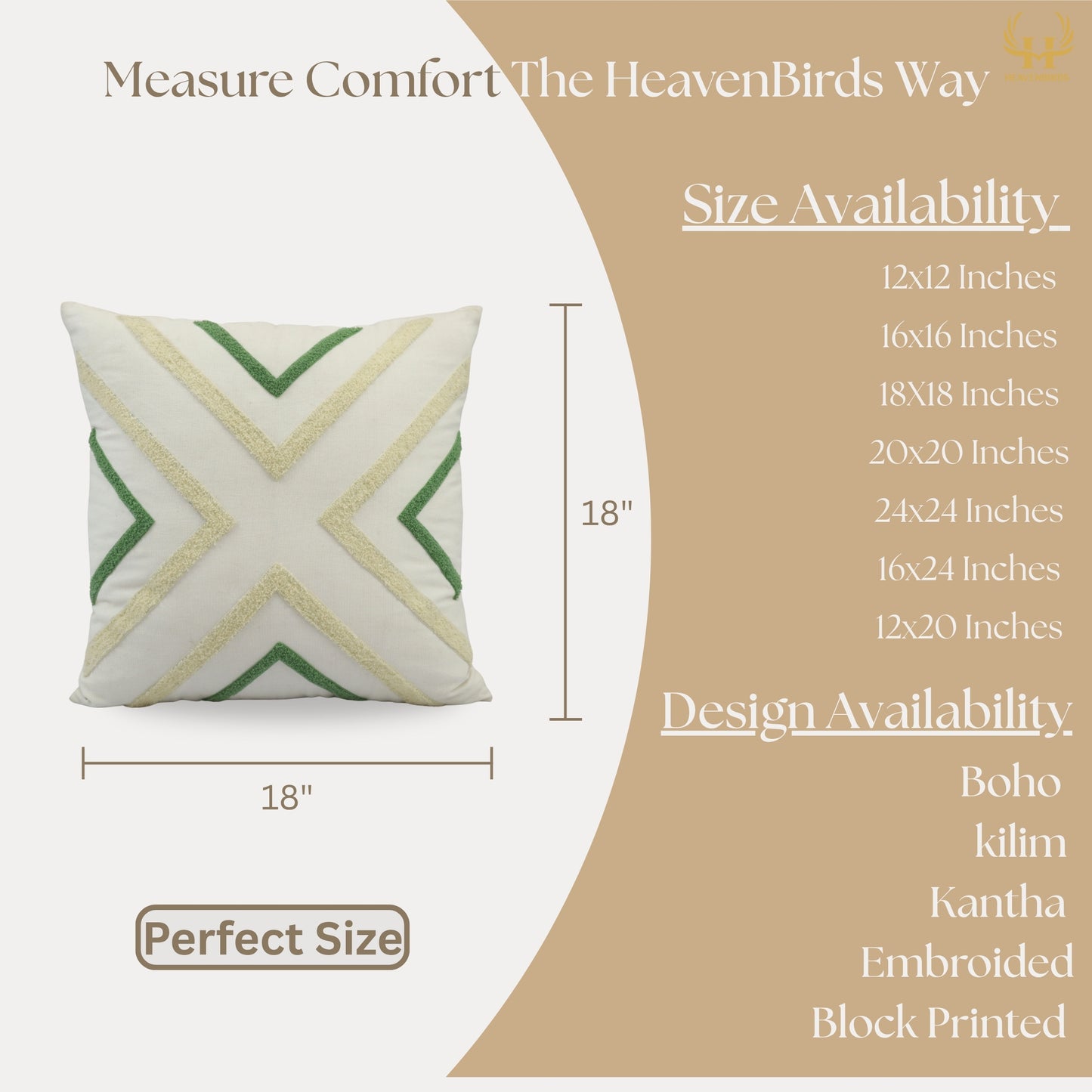 Premium Cushion Cover  | Handmade with Intricate Embroidered Cushion Cover with Hidden Zipper