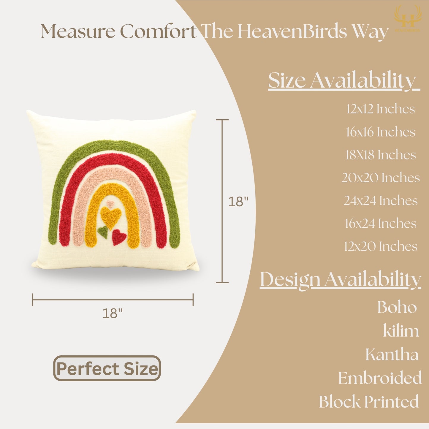 Premium Cushion Cover  | Handmade with Intricate Embroidered Cushion Cover with Hidden Zipper