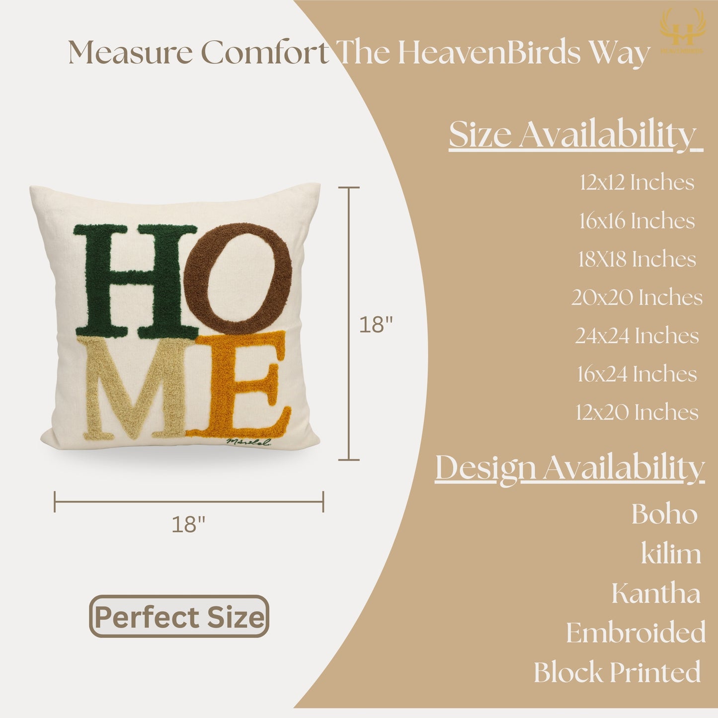 Premium Cushion Cover  | Handmade with Intricate Embroidered Cushion Cover with Hidden Zipper