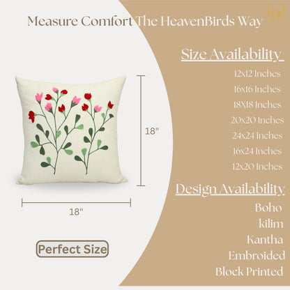 Premium Cushion Cover  | Handmade with Intricate Embroidered Cushion Cover with Hidden Zipper
