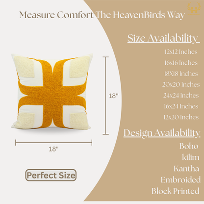 Premium Cushion Cover  | Handmade with Intricate Embroidered Cushion Cover with Hidden Zipper