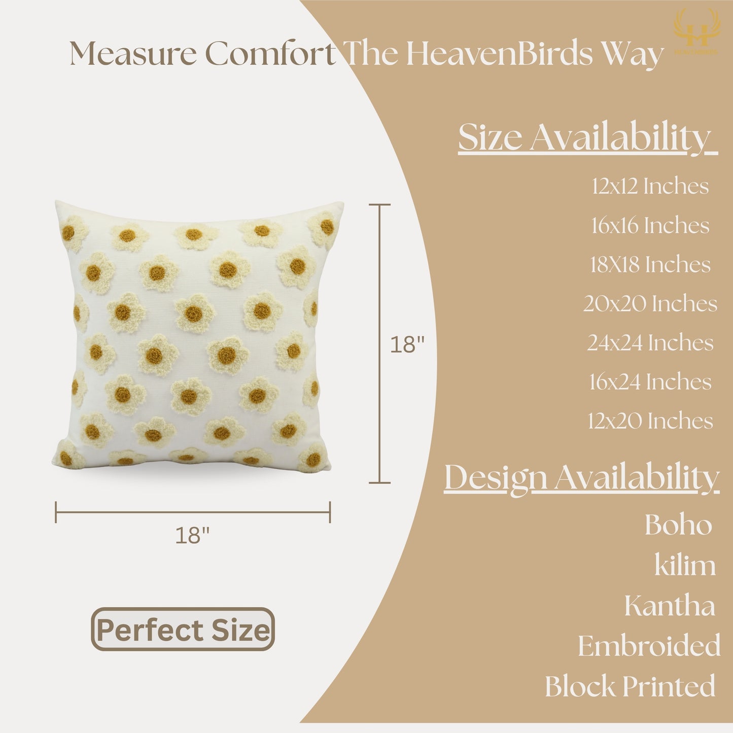 Premium Cushion Cover  | Handmade with Intricate Embroidered Cushion Cover with Hidden Zipper