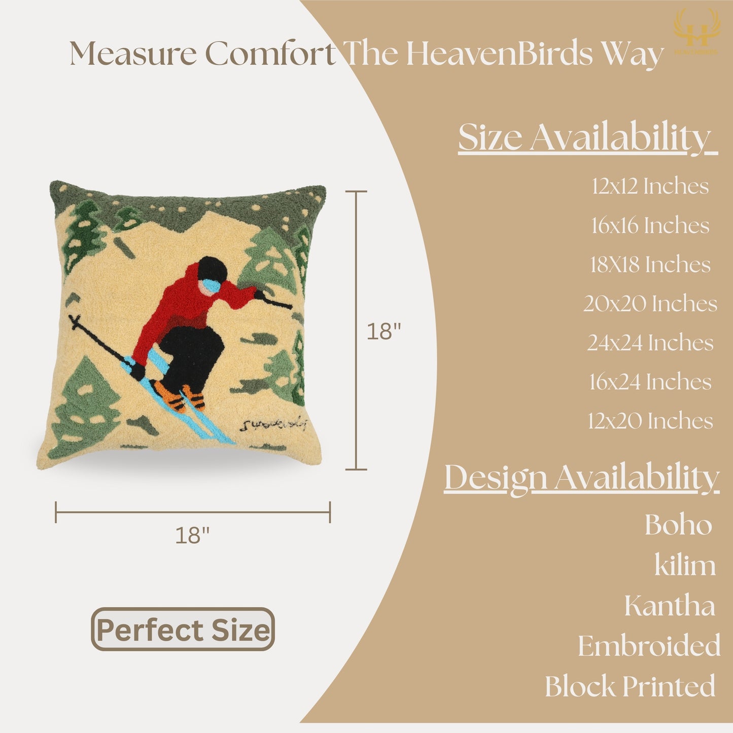 Premium Cushion Cover  | Handmade with Intricate Embroidered Cushion Cover with Hidden Zipper
