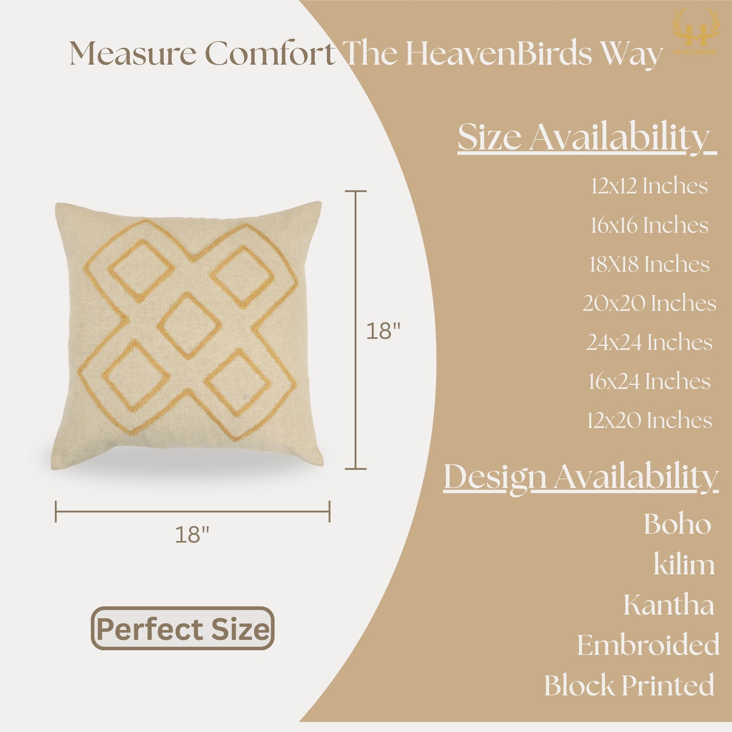 Premium Cushion Cover  | Handmade with Intricate Embroidered Cushion Cover with Hidden Zipper