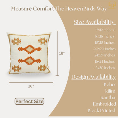 Premium Cushion Cover  | Handmade with Intricate Embroidered Cushion Cover with Hidden Zipper