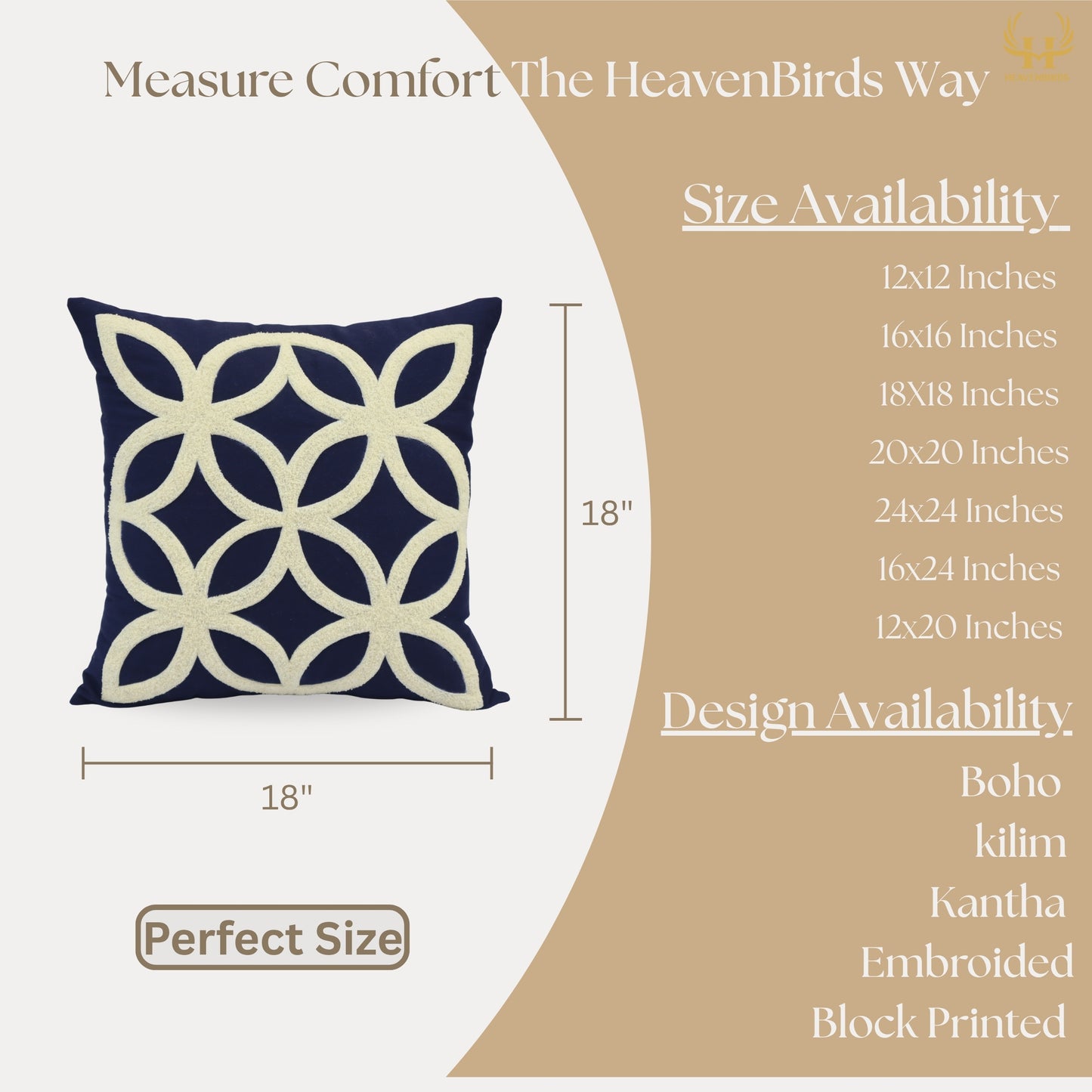 Premium Cushion Cover  | Handmade with Intricate Embroidered Cushion Cover with Hidden Zipper