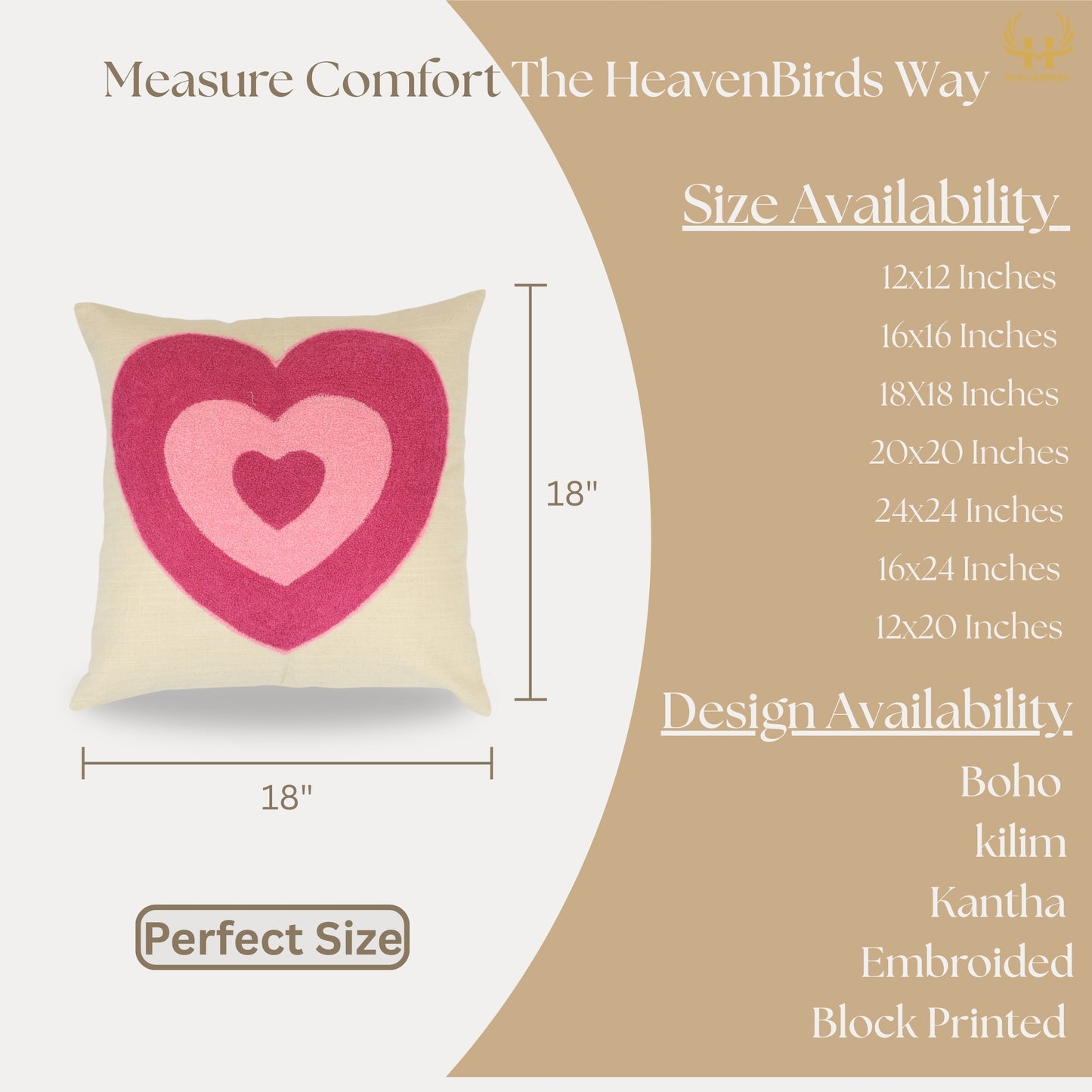 Premium Cushion Cover  | Handmade with Intricate Embroidered Cushion Cover with Hidden Zipper