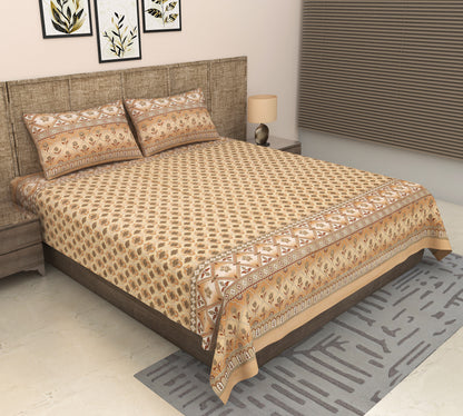 Heavenbirds 300 TC Premium Cotton Bedsheet with 2 Pillow Covers | Ultra Soft & Color Fade Resistant
