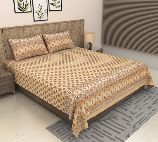 Heavenbirds 300 TC Premium Cotton Bedsheet with 2 Pillow Covers | Ultra Soft & Color Fade Resistant