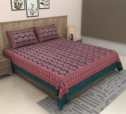 Heavenbirds 300 TC Premium Cotton Bedsheet with 2 Pillow Covers | Ultra Soft & Color Fade Resistant