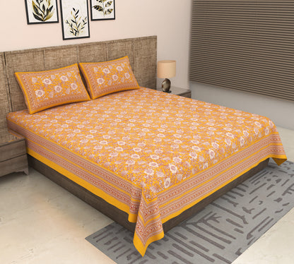 Heavenbirds 300 TC Premium Cotton Bedsheet with 2 Pillow Covers | Ultra Soft & Color Fade Resistant