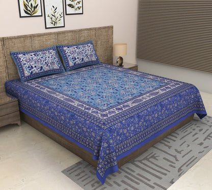 Heavenbirds 300 TC Premium Cotton Bedsheet with 2 Pillow Covers | Ultra Soft & Color Fade Resistant