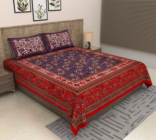 Heavenbirds 300 TC Premium Cotton Bedsheet with 2 Pillow Covers | Ultra Soft & Color Fade Resistant