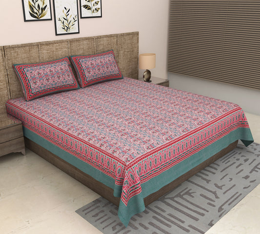 Heavenbirds 300 TC Premium Cotton Bedsheet with 2 Pillow Covers | Ultra Soft & Color Fade Resistant
