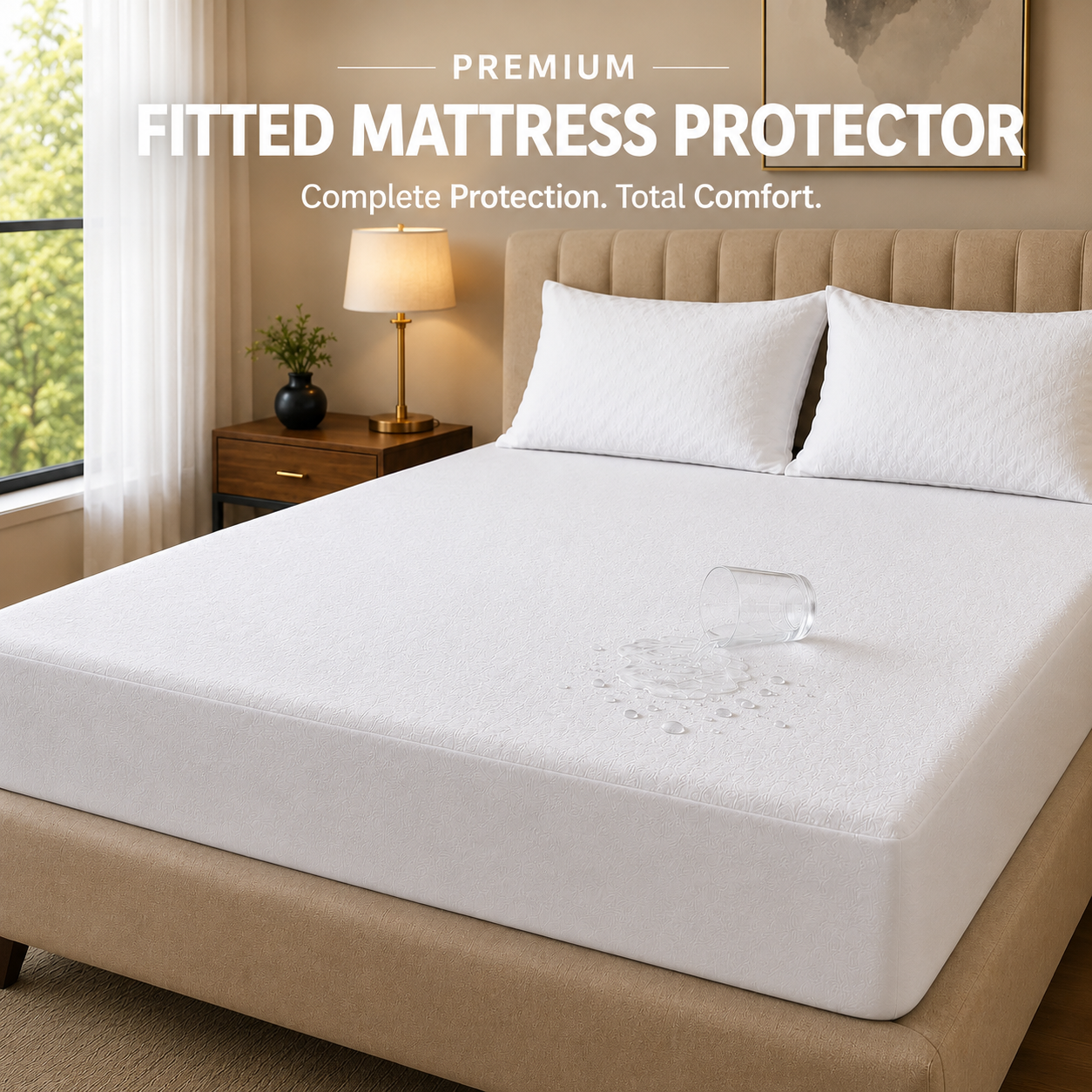 HeavenBirds Waterproof Mattress Protector | King Size 78"x72" | White | Cotton Terry | Machine Washable