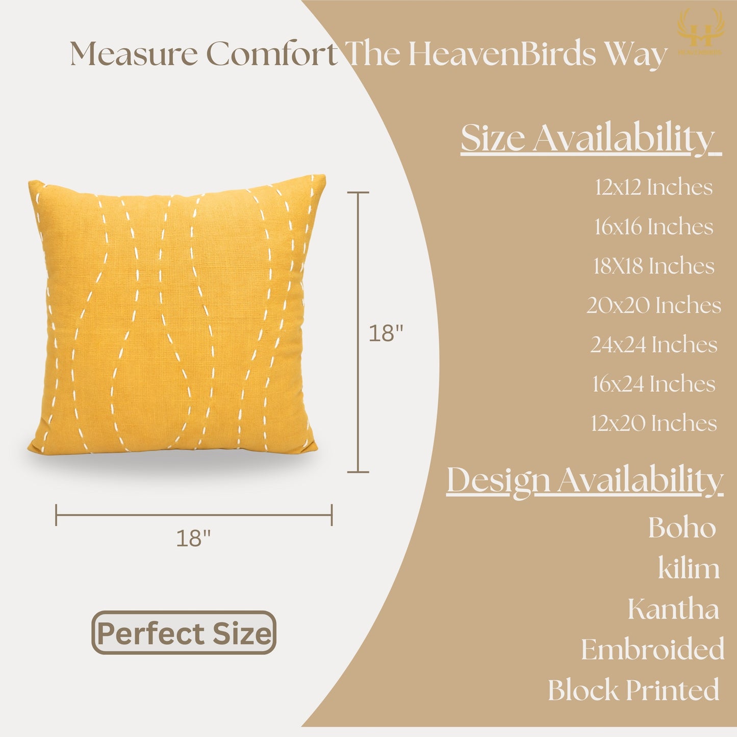 Premium Cushion Cover  | Handmade with Intricate Embroidered Cushion Cover with Hidden Zipper