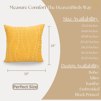 Premium Cushion Cover  | Handmade with Intricate Embroidered Cushion Cover with Hidden Zipper