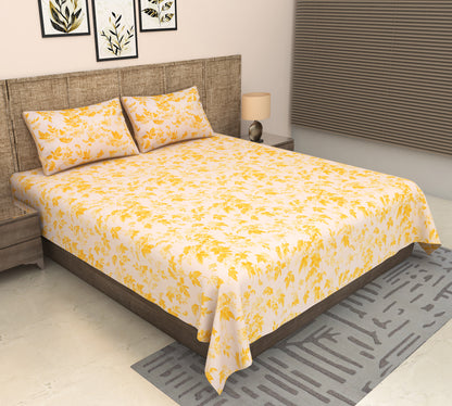 Heavenbirds 300 TC Premium Cotton Bedsheet with 2 Pillow Covers | Ultra Soft & Color Fade Resistant