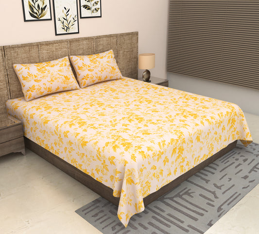 Heavenbirds 300 TC Premium Cotton Bedsheet with 2 Pillow Covers | Ultra Soft & Color Fade Resistant