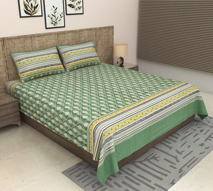 Heavenbirds 300 TC Premium Cotton Bedsheet with 2 Pillow Covers | Ultra Soft & Color Fade Resistant