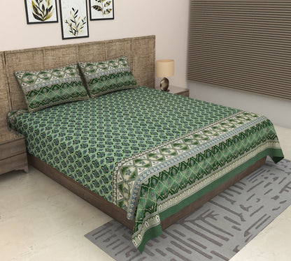 Heavenbirds 300 TC Premium Cotton Bedsheet with 2 Pillow Covers | Ultra Soft & Color Fade Resistant
