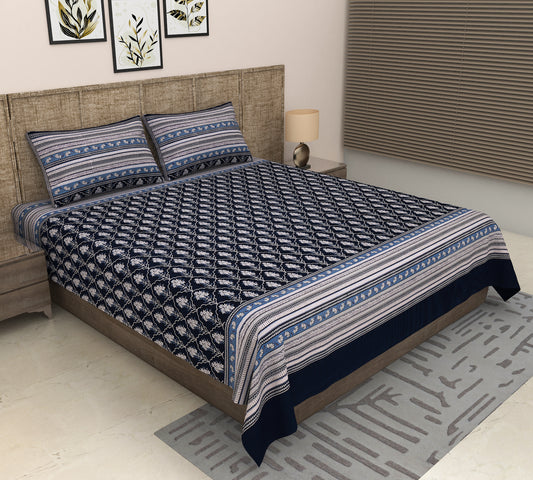 Heavenbirds 300 TC Premium Cotton Bedsheet with 2 Pillow Covers | Ultra Soft & Color Fade Resistant