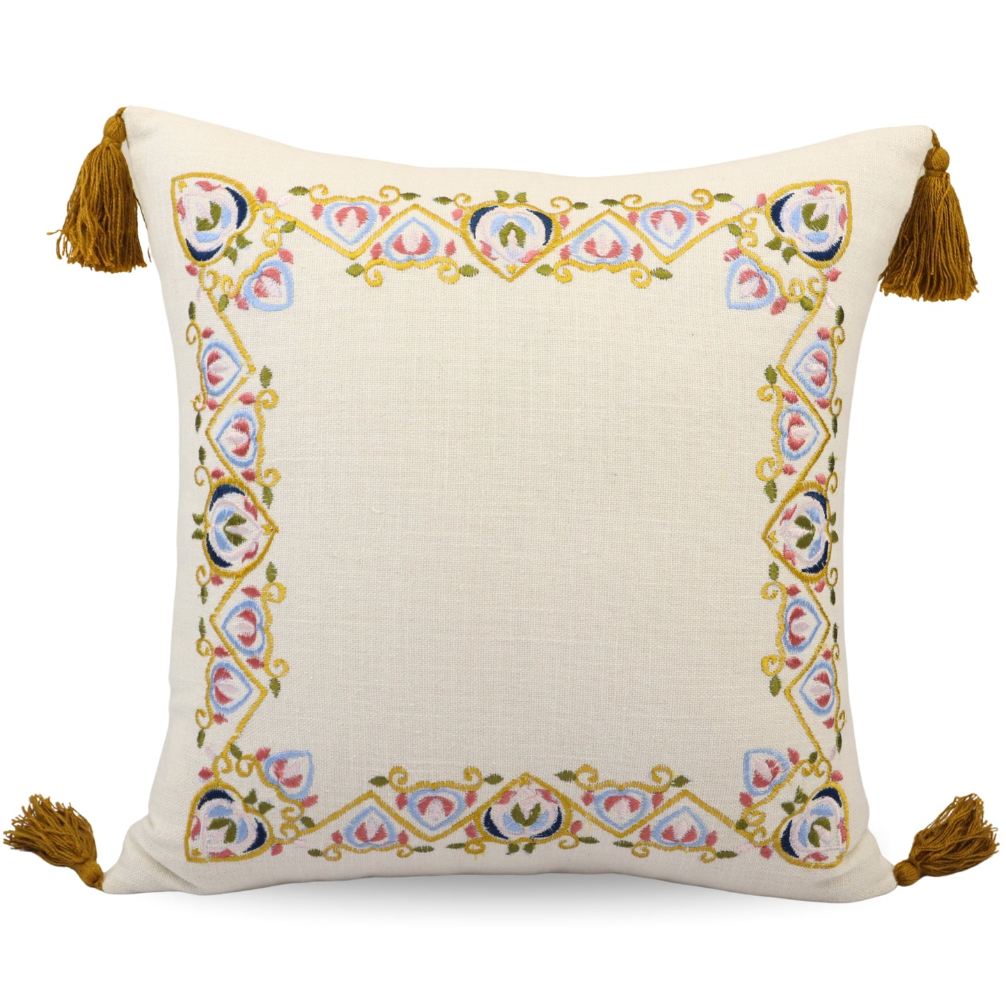 Premium Cushion Cover  | Handmade with Intricate Embroidered Cushion Cover with Hidden Zipper