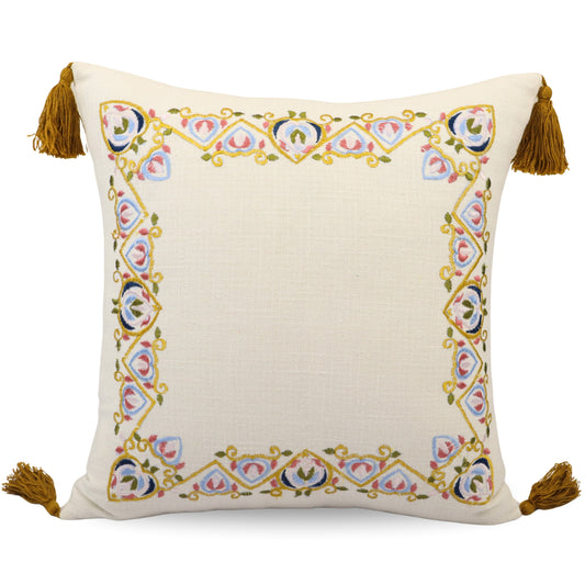 Premium Cushion Cover  | Handmade with Intricate Embroidered Cushion Cover with Hidden Zipper