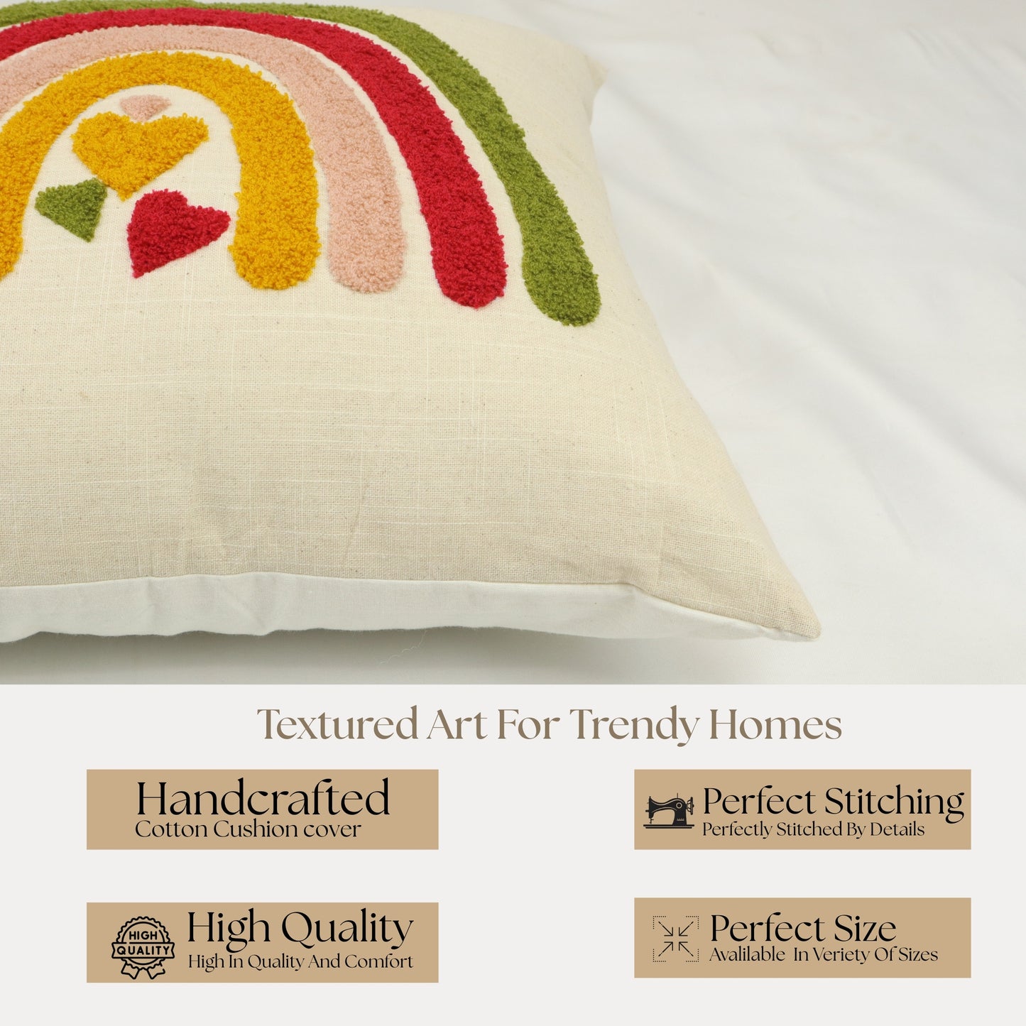 Premium Cushion Cover  | Handmade with Intricate Embroidered Cushion Cover with Hidden Zipper
