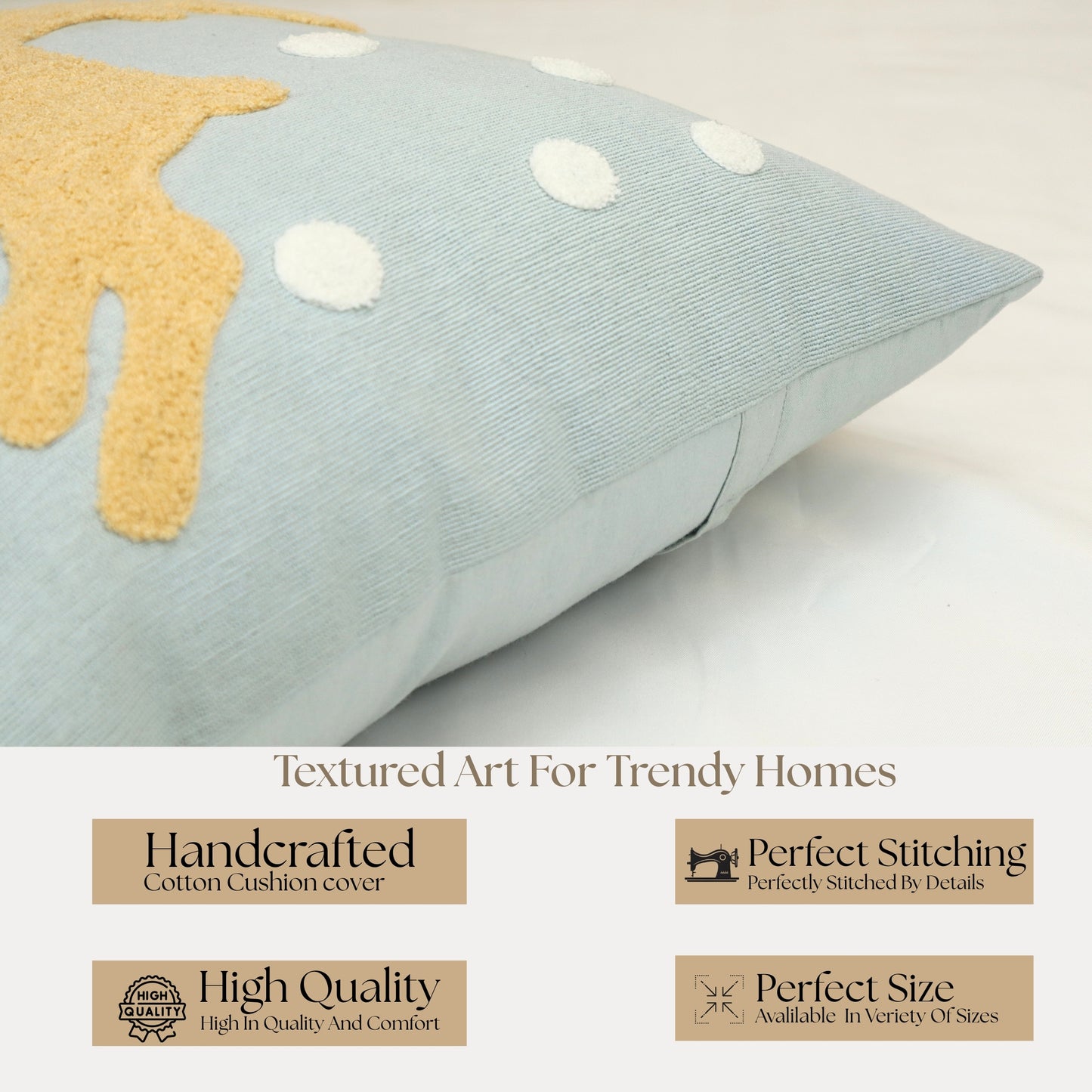 Premium Cushion Cover  | Handmade with Intricate Embroidered Cushion Cover with Hidden Zipper