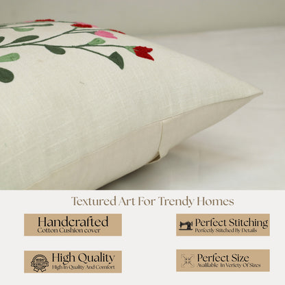 Premium Cushion Cover  | Handmade with Intricate Embroidered Cushion Cover with Hidden Zipper