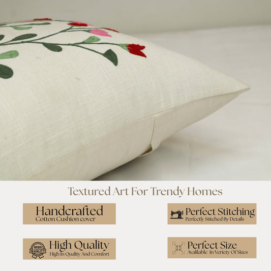 Premium Cushion Cover  | Handmade with Intricate Embroidered Cushion Cover with Hidden Zipper