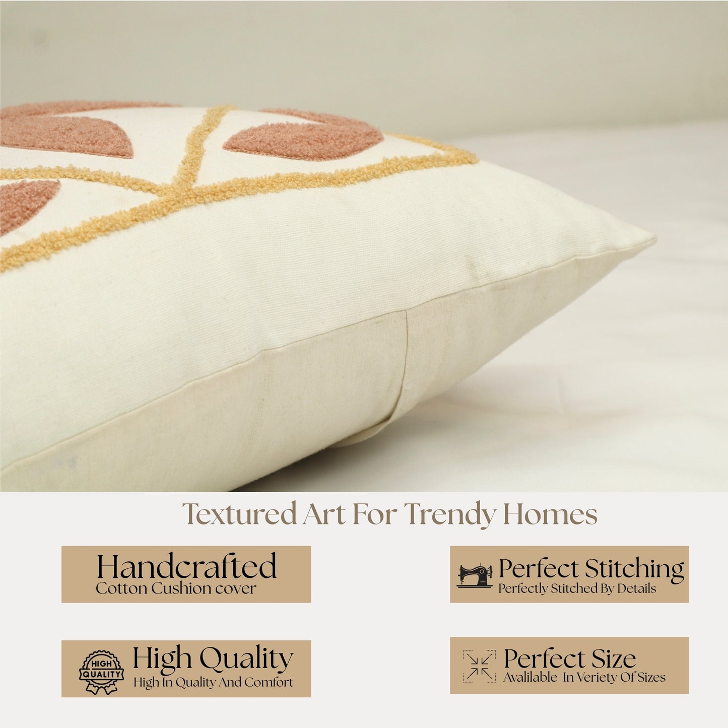Premium Cushion Cover  | Handmade with Intricate Embroidered Cushion Cover with Hidden Zipper