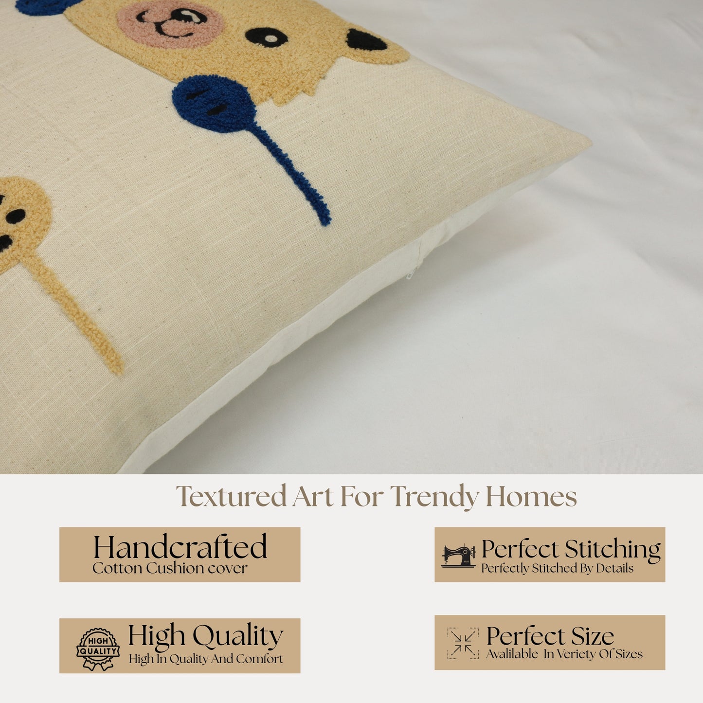 Premium Cushion Cover  | Handmade with Intricate Embroidered Cushion Cover with Hidden Zipper