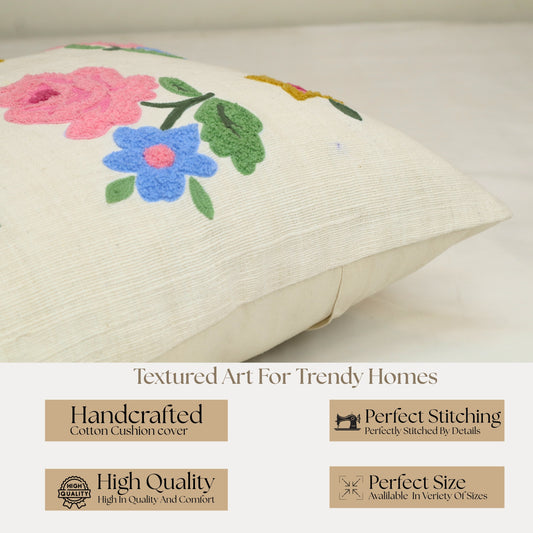 Premium Cushion Cover  | Handmade with Intricate Embroidered Cushion Cover with Hidden Zipper