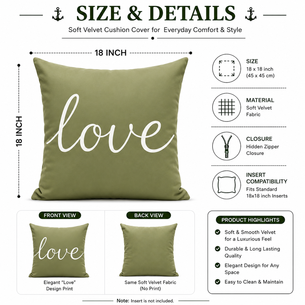 HeavenBirds Sage Green Botanical Cushion Cover Set | Floral, Palm Leaf, Bicycle & Love Print Decorative Throw Pillow Covers | Modern Farmhouse Home Decor