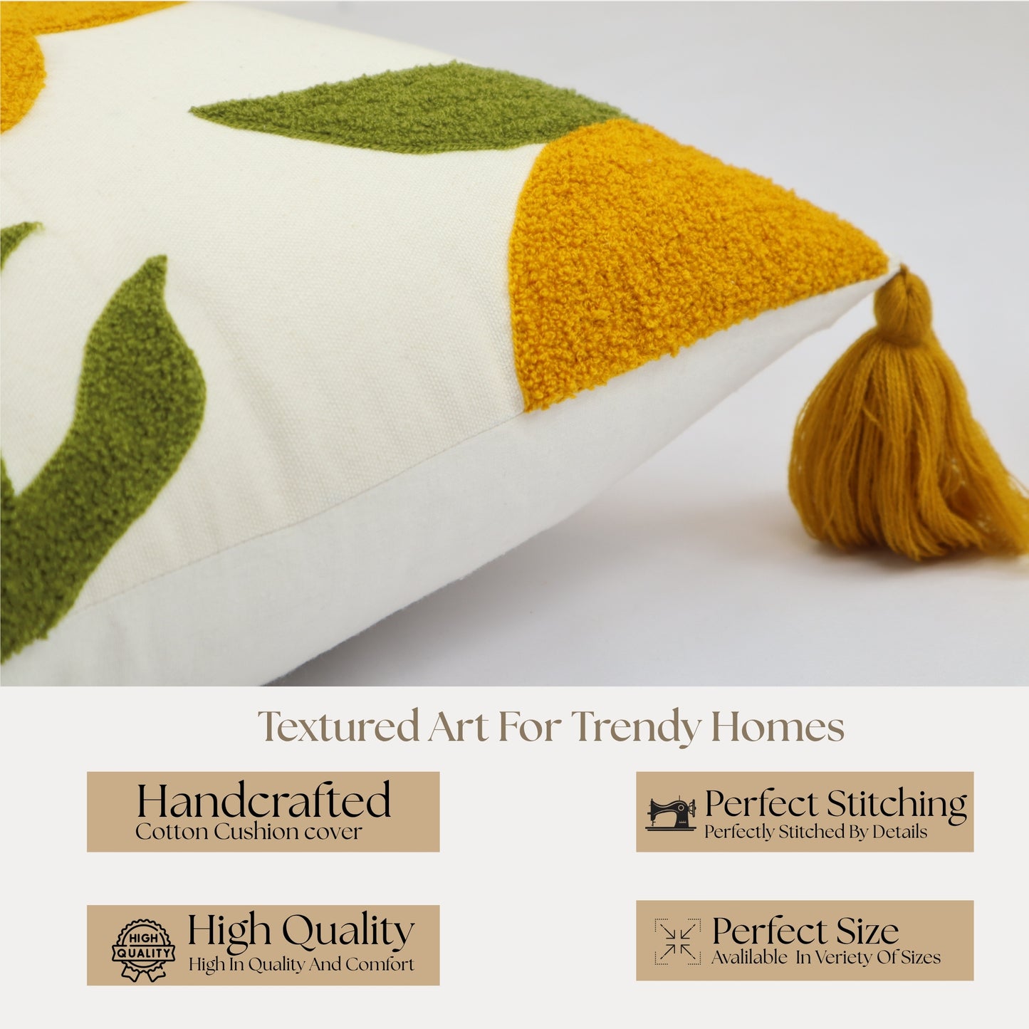 Premium Cushion Cover  | Handmade with Intricate Embroidered Cushion Cover with Hidden Zipper