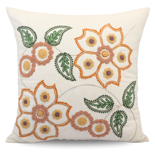 Premium Cushion Cover  | Handmade with Intricate Embroidered Cushion Cover with Hidden Zipper