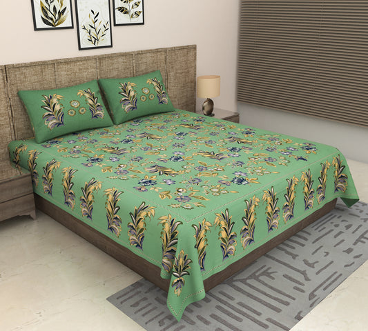 Heavenbirds 300 TC Premium Cotton Bedsheet with 2 Pillow Covers | Ultra Soft & Color Fade Resistant