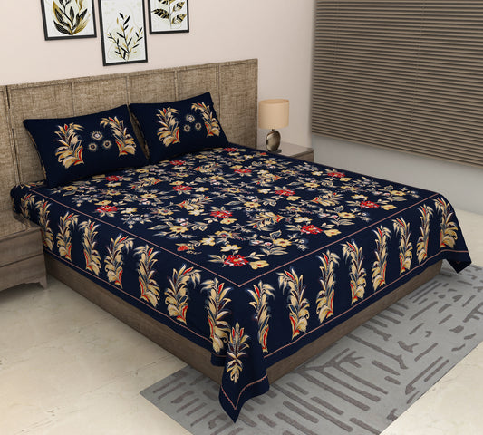 Heavenbirds 300 TC Premium Cotton Bedsheet with 2 Pillow Covers | Ultra Soft & Color Fade Resistant