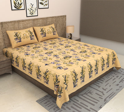 Heavenbirds 300 TC Premium Cotton Bedsheet with 2 Pillow Covers | Ultra Soft & Color Fade Resistant (Copy)
