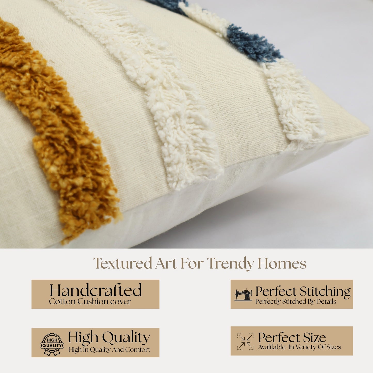 Premium Cushion Cover  | Handmade with Intricate Embroidered Cushion Cover with Hidden Zipper