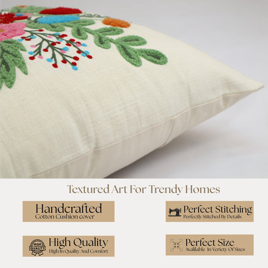 Premium Cushion Cover  | Handmade with Intricate Embroidered Cushion Cover with Hidden Zipper
