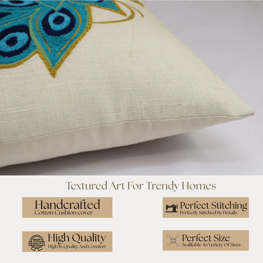 Premium Cushion Cover  | Handmade with Intricate Embroidered Cushion Cover with Hidden Zipper