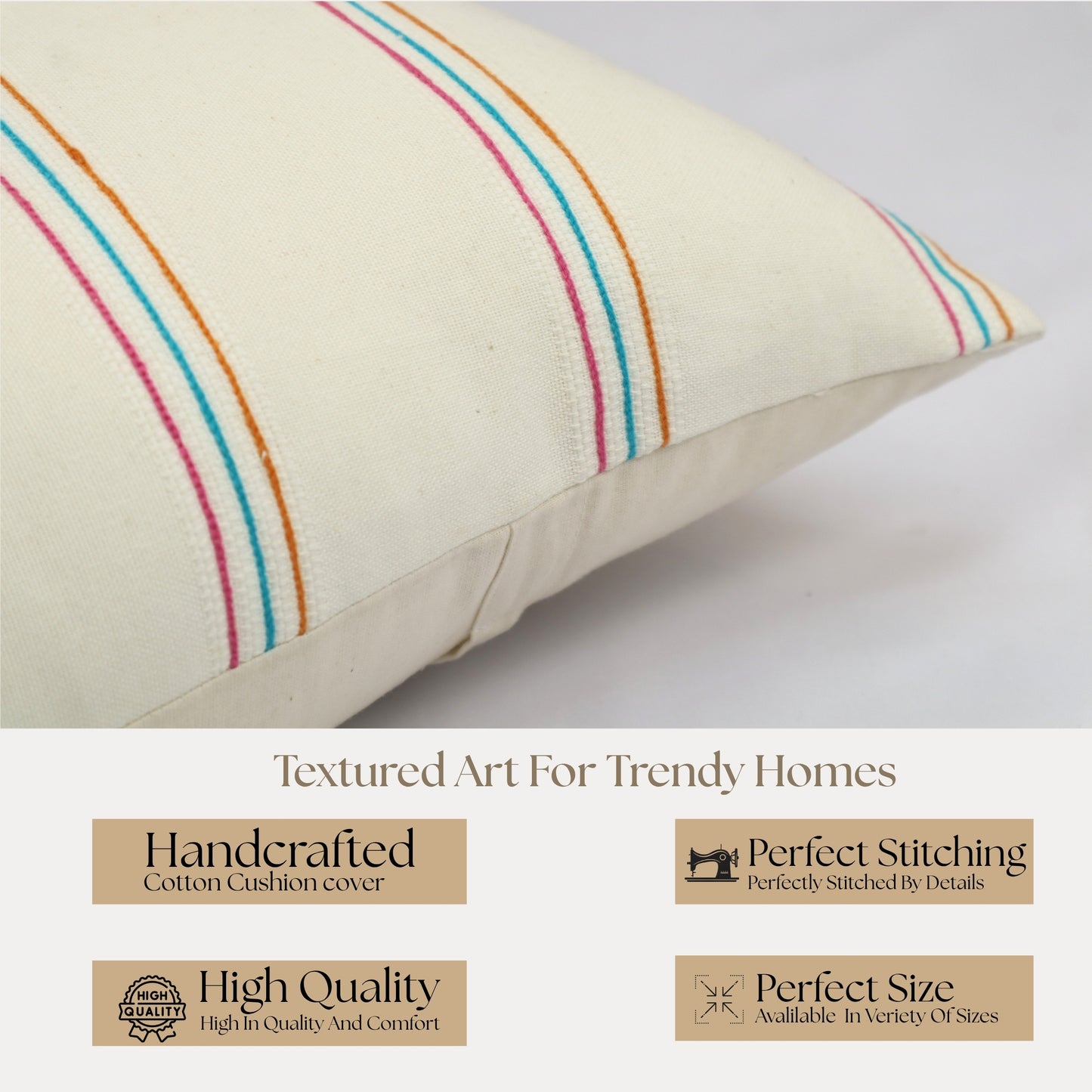 Premium Cushion Cover  | Handmade with Intricate Embroidered Cushion Cover with Hidden Zipper