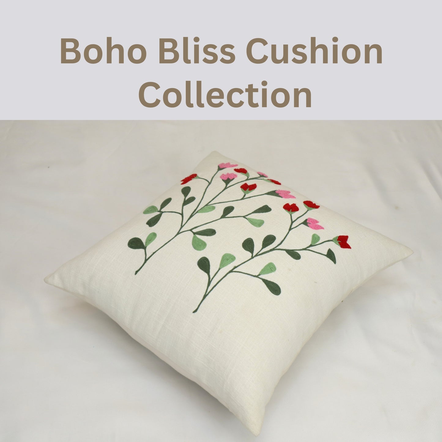 Premium Cushion Cover  | Handmade with Intricate Embroidered Cushion Cover with Hidden Zipper