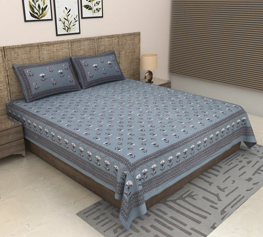 Heavenbirds 300 TC Premium Cotton Bedsheet with 2 Pillow Covers | Ultra Soft & Color Fade Resistant
